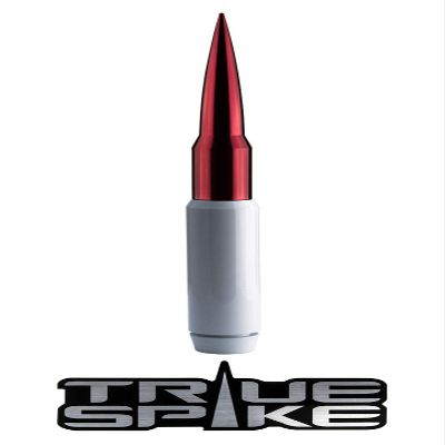 TRUE SPIKE 9 inch White RED TIP PENETRATOR Fat Bullet Antenna with Anti-Theft + Copper Coil in Heavy Gauge CNC Machined Billet Aluminum Short Compatible with Toyota Tundra