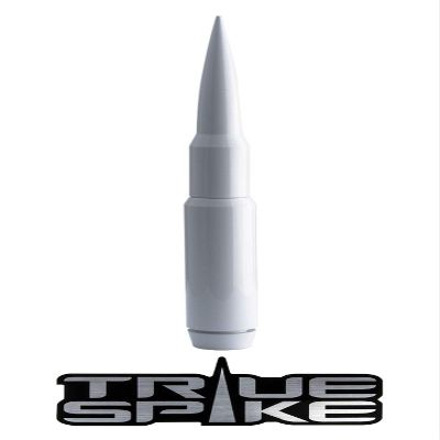 TRUE SPIKE 9 inch White PENETRATOR Fat Bullet Antenna with Anti-Theft + Copper Coil in Heavy Gauge CNC Machined Billet Aluminum Short Compatible with Ford Raptor F-150