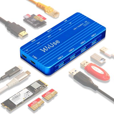 WeUse USB-C Data&Port 1SD: 12 in 1 Data Storage Disk & Multi-Port Adapter (Data&Port 1SD, Blue)