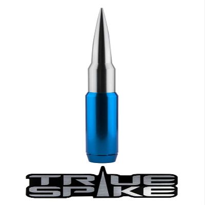 TRUE SPIKE 9 inch Blue Silver TIP PENETRATOR Fat Bullet Antenna with Anti-Theft + Copper Coil in Heavy Gauge CNC Machined Billet Aluminum Short Compatible with Dodge Ram 1500 2500 3500