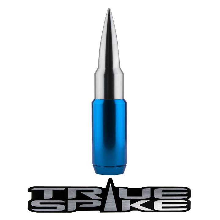 TRUE SPIKE 9 inch Blue Silver TIP PENETRATOR Fat Bullet Antenna with Anti-Theft + Copper Coil in Heavy Gauge CNC Machined Billet Aluminum Short Compatible with Dodge Ram 1500 2500 3500
