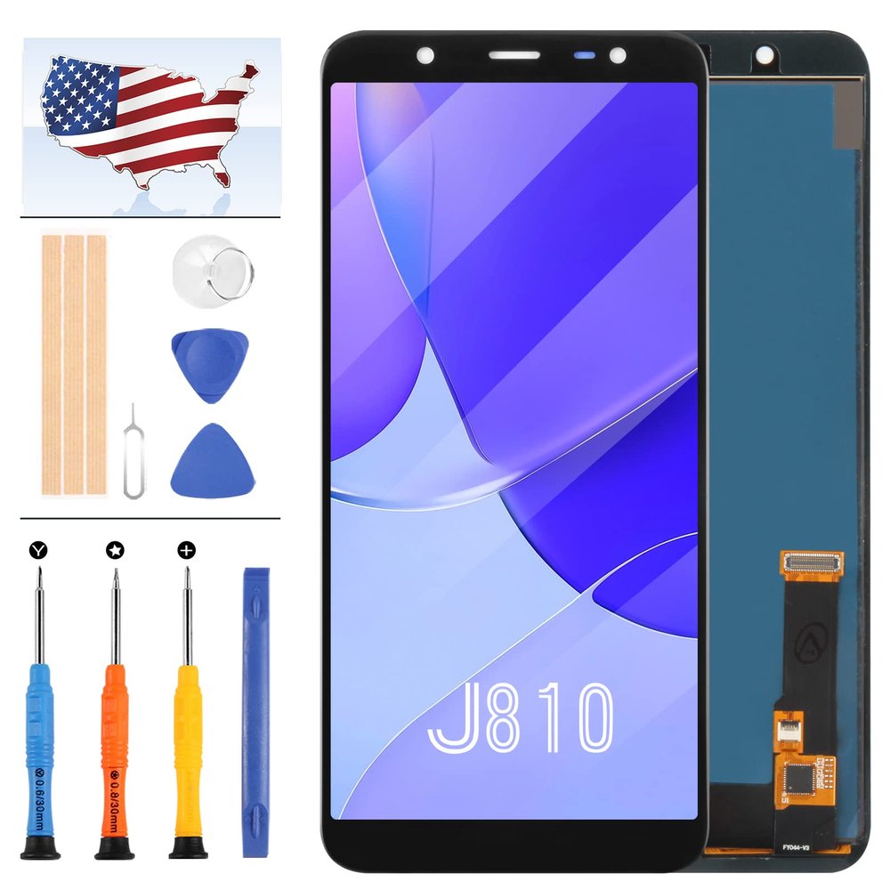 for Samsung Galaxy J8 2018 J810 Screen Replacement J810M J810F J810G J810Y J810GF LCD Display Parts Assembly Touch Sensor Digitizer Glass Lens Kit (TFT Black)