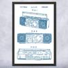Framed Boombox Tape Player Print, Boombox Art, Radio Dj Gift, Music Art, Hip Hop Gift, Stereo Wall Art, Music Studio Art Blue & White (12x16) view 1
