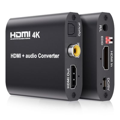 BolAAzuL HDMI Audio Extractor 4K@30Hz, HDMI 1.4 to Optical Toslink & Coaxial SPDIF Audio Converter Adapter - Supports 5.1 CH Audio, EDID Management -Not Support ARC eARC or CEC