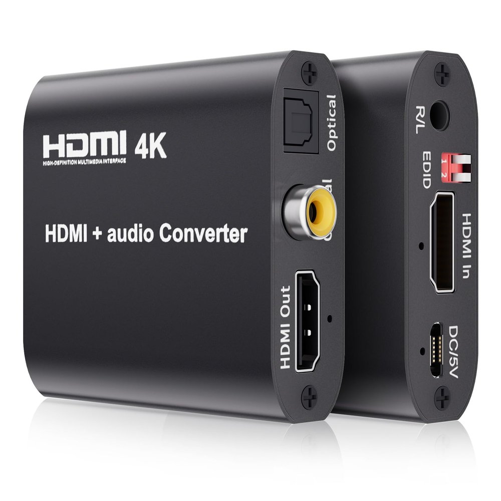 BolAAzuL HDMI Audio Extractor 4K@30Hz, HDMI 1.4 to Optical Toslink & Coaxial SPDIF Audio Converter Adapter - Supports 5.1 CH Audio, EDID Management -Not Support ARC eARC or CEC