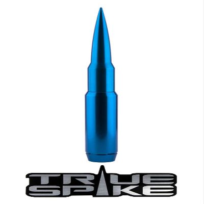 TRUE SPIKE 9 inch Blue PENETRATOR Fat Bullet Antenna with Anti-Theft + Copper Coil in Heavy Gauge CNC Machined Billet Aluminum Short Compatible with Toyota Tundra
