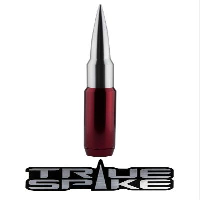 TRUE SPIKE 9 inch RED Silver TIP PENETRATOR Fat Bullet Antenna with Anti-Theft + Copper Coil in Heavy Gauge CNC Machined Billet Aluminum Short Compatible with Jeep Wrangler JK JKU JL JLU