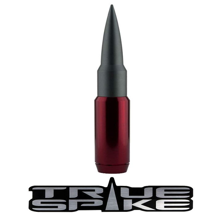 TRUE SPIKE 9 inch RED Gunmetal TIP PENETRATOR Fat Bullet Antenna with Anti-Theft + Copper Coil in Heavy Gauge CNC Machined Billet Aluminum Short Compatible with Dodge Ram 1500 2500 3500