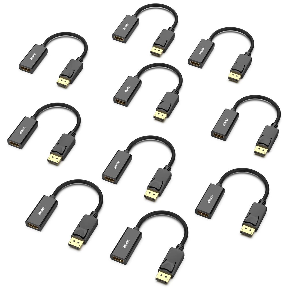 BENFEI DisplayPort to HDMI Adapter, 10 Pack Gold Plated DisplayPort/DP from Computer/Laptop to HDMI from Monitor/TV/Projector Converter (Not Bi-Directional, Not Compact with USB Port)