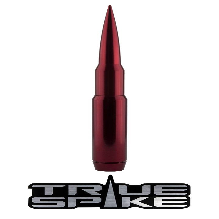 TRUE SPIKE 9 inch RED PENETRATOR Fat Bullet Antenna with Anti-Theft + Copper Coil in Heavy Gauge CNC Machined Billet Aluminum Short Compatible with Chevy Colorado GMC Canyon 2014 +