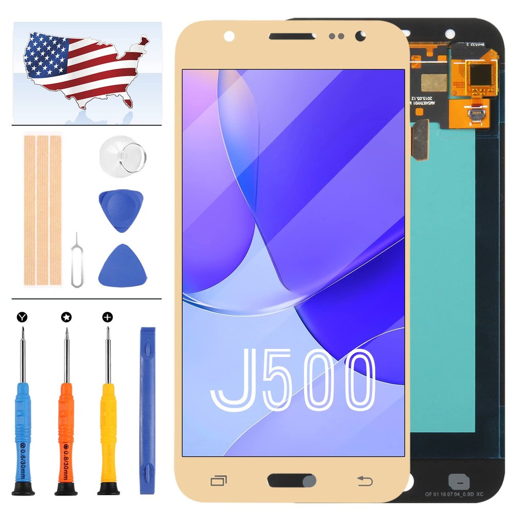 OLED for Samsung Galaxy J5 2015 J500 Screen Replacement J500F SM-J500F 500Y J500M LCD Display Parts Assembly Touch Sensor Digitizer Glass Lens Kit (OLED Gold)