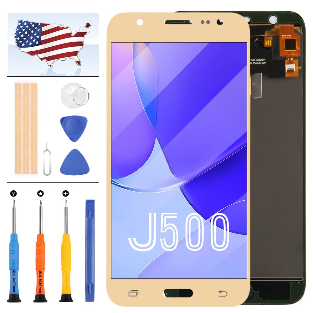 TFT for Samsung Galaxy J5 2015 J500 Screen Replacement J500F SM-J500F 500Y J500M LCD Display Parts Assembly Touch Sensor Digitizer Glass Lens Kit (TFT Gold)