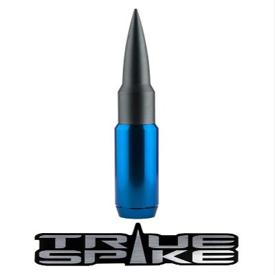 TRUE SPIKE 9 inch Blue Gunmetal TIP PENETRATOR Fat Bullet Antenna with Anti-Theft + Copper Coil in Heavy Gauge CNC Machined Billet Aluminum Short Compatible with Toyota Tacoma