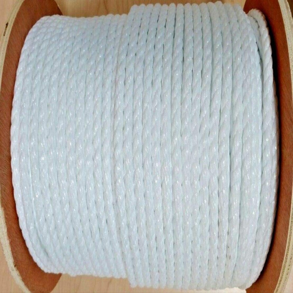 Thaisan7 White Poly Polypropylene Tent Camp Travel Rope Twist For Home & Garden Decor Improvement - 3 Strand- Diameter: 3/16" (2400)