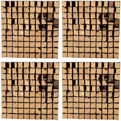 Fun Express Sequin Shimmer Wall Panel  Gold Party Decor for Weddings Special Occasions and Event Backdrops  Elegant Wall & Photo Booth Backdrop Perfect for Tables Walls and More  4 Pieces