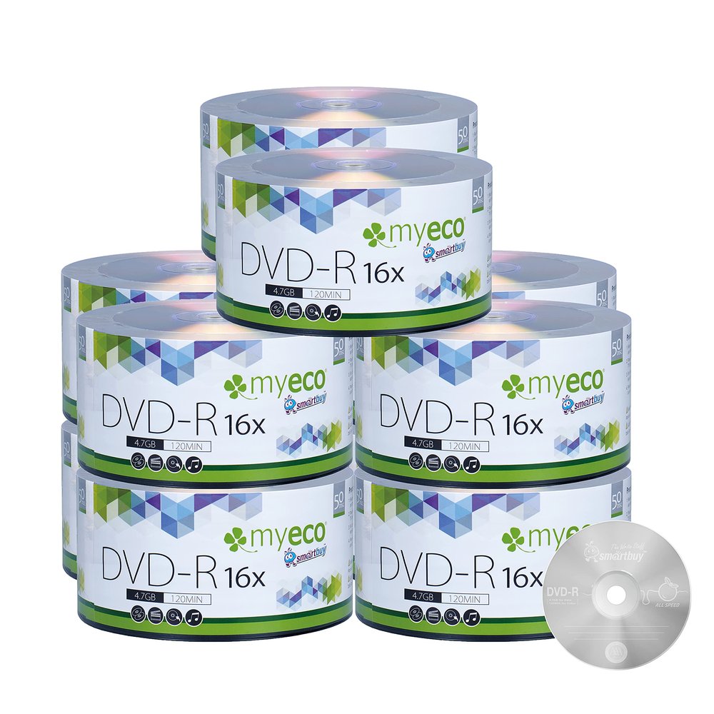 500 Pack MyEco DVD-R 16X 4.7GB/120Min Silver Logo Top Write Once Blank Media Record Disc