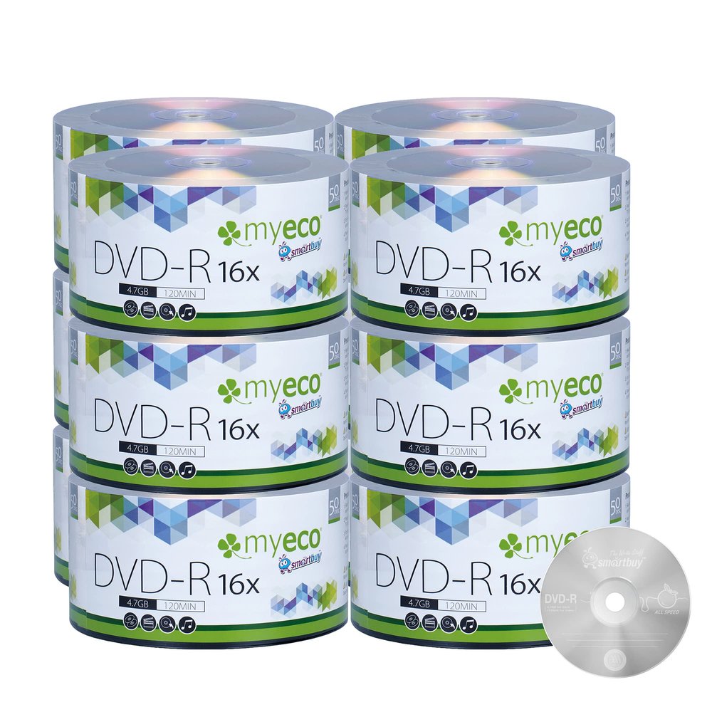 600 Pack MyEco DVD-R 16X 4.7GB/120Min Silver Logo Top Write Once Blank Media Record Disc