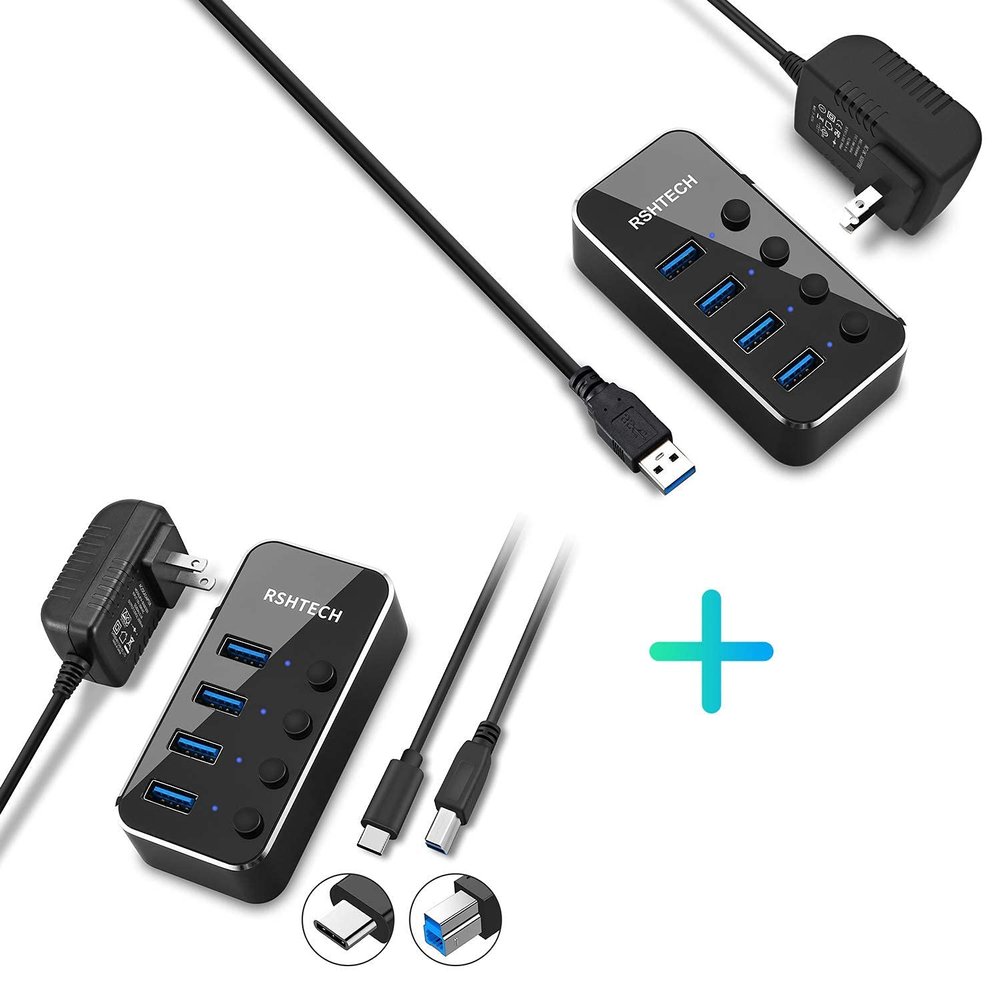 4 Port USB Hub + 4 Port Type C Hub