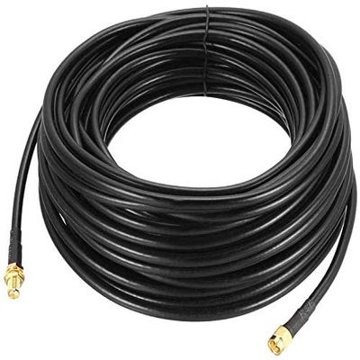 Fielect 1Pcs 0.3m RG174 Brass RP-SMA Male to RP-SMA Female Antenna Extension Coax Cable Black High Frequency