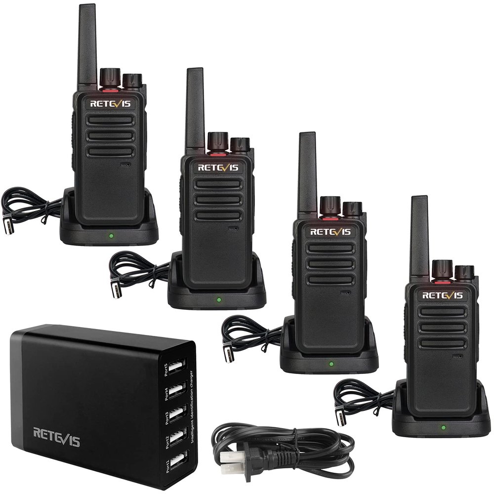 Retevis RT68 Two Way Radios Long Range,Walkie Talkies for Adults Rechargeable with 5 Port USB Charging Station,Portable FRS Two-Way Radios Hunting Outdoors Hiking Road Trips(4 Pack)