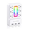 Multi Plug Outlet Extender,AICODE 6 Outlet Surge Outlet Protector with 3 USB Charger(3.2A Total),Wall Outlet Plug Electrical Outlet with 6 Ambient RGB Light , Plug Extender for Home,Office,Dorm,Hotel view 1