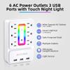 Multi Plug Outlet Extender,AICODE 6 Outlet Surge Outlet Protector with 3 USB Charger(3.2A Total),Wall Outlet Plug Electrical Outlet with 6 Ambient RGB Light , Plug Extender for Home,Office,Dorm,Hotel view 3