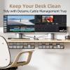 2 Pack DELAMU Under Desk Cable Management Tray, Large Metal Cord Organizer, Office & Home Cord Wire Management Under Desk Shelf, Easy Install Pre-drilled Cable Organizer, Black view 2