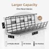 2 Pack DELAMU Under Desk Cable Management Tray, Large Metal Cord Organizer, Office & Home Cord Wire Management Under Desk Shelf, Easy Install Pre-drilled Cable Organizer, Black view 3