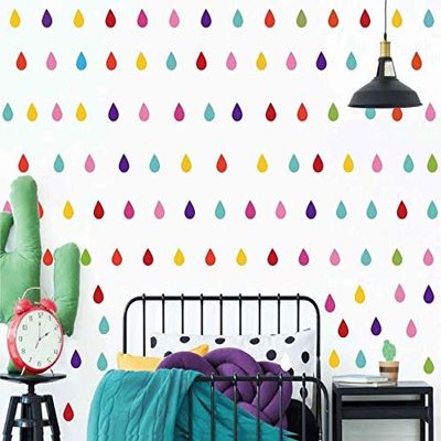 224pcs/pack Raindrops Wall Stickers Home Decor for Kids Room Baby Girl Decals Mural AD02 (Color-1)
