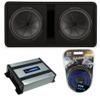 Harmony Audio Kicker 48DCWR122 Dual 12" CompR Series Sub 1000W RMS Loaded Subwoofer Box Bundle with Harmony HA-A400.1 Amplifier & Amp Kit view 1