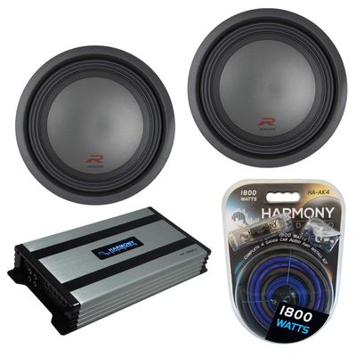 Harmony Audio HA-A800.1 Car Stereo Class D Mono 1600W Subwoofer Amplifier, R-W12D2 R Series 2250W Peak 12" Subwoofer and HA-AK4 Complete 4 Gauge 1800W Amp Install Kit
