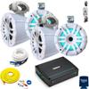 Memphis Audio LED Tower Speaker Bundle with 4 (2 Pairs) MXA62TW White 6.5 Compression Speakers, KMA 400 Watt Amplifier, and Wire Kit view 1