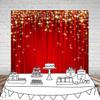 Sensfun 6x6ft Red Star Christmas Backdrop Gold Glitter Star Photography Background Red Streamer Photobooth Backdrops for Adult Awards Event Kids Birthday Party Decor Portrait Photo Shoot Studio Props view 2