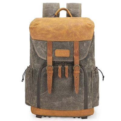 Allacki Large Capacity Vintage Waterproof Camera Bag SLR Waxed Canvas Backpack (ArmyGreen)