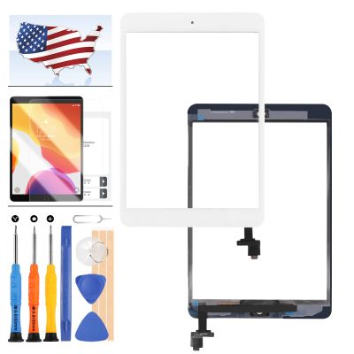 Digitizer Screen Replacement for iPad Mini 1 2 Mini1 A1432 A1454 A1455 Mini2 A1489 A1490 A1491 Touch Screen Glass Panel with Home Button and IC Connector Touchscreen Free Tools Kits (White)