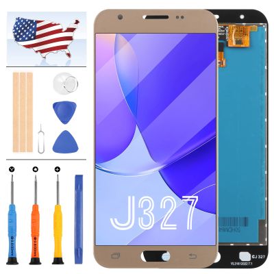 TFT Material for Samsung Galaxy J3 2017 Prime J327 Screen Replacement LCD Emerge J327A J327V J327P J327T1 J327R4 Display Matrix Panel Parts Assembly Touch Sensor Digitizer Glass Lens Kit (TFT Gold)