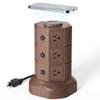 Power Strip Tower with 15W Wireless Charger, SUPERDANNY 1050J Surge Protector Tower 13A Charging Station with 12 AC Outlets & 6 USB Ports (2 USB C), 6.5ft Extension Cord for Home Office, Wood Grain view 1