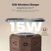 Power Strip Tower with 15W Wireless Charger, SUPERDANNY 1050J Surge Protector Tower 13A Charging Station with 12 AC Outlets & 6 USB Ports (2 USB C), 6.5ft Extension Cord for Home Office, Wood Grain view 2