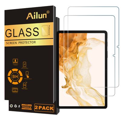 Ailun Screen Protector for Galaxy Tab S8 Plus/S7 FE/S7+, 12.4 inch 2Pack Tempered Glass 9H Hardness Case Friendly