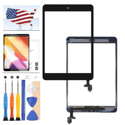 Digitizer Screen Replacement for iPad mini 1 2 Mini1 A1432 A1454 A1455 Mini2 A1489 A1490 A1491 Touch Screen Glass Panel with Home Button and IC Connector Touchscreen Free Tools Kits (Black)