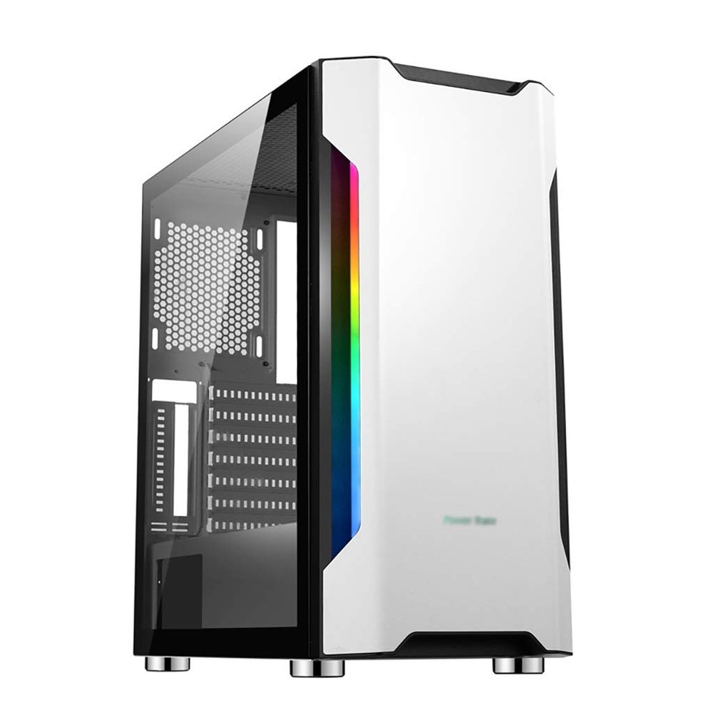 HDYD White Gaming Case,Mid-Tower PC Gaming Case E-ATX/ATX/M-ATX/ITX - Front I/O USB 3.0 Port - Tempered Glass Side Panel - 6 Fan Position - Water-Cooling Ready