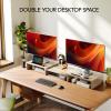 AMERIERGO Dual Monitor Stand Riser- 3 Shelf Screen Stand with Adjustable Length and Angle, 2 Extra Functional Slot Desktop Organizer Stand for PC, Computer, Laptop (Light Wood) view 3