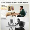 AMERIERGO Dual Monitor Stand Riser- 3 Shelf Screen Stand with Adjustable Length and Angle, 2 Extra Functional Slot Desktop Organizer Stand for PC, Computer, Laptop (Light Wood) view 4