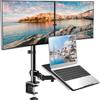 HUANUO Laptop Mount, Height Adjustable Dual Monitor Mount with Laptop Keyboard Tray Fit Two 13 to 27 Inch Flat Curved Computer Screens and 10 to 17 Inch Notebooks view 1