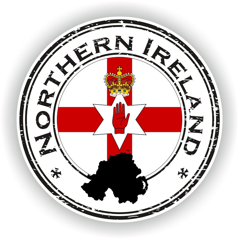 1x North Ireland Round Vinyl Waterproof Sticker - 25cm / 9.8inches