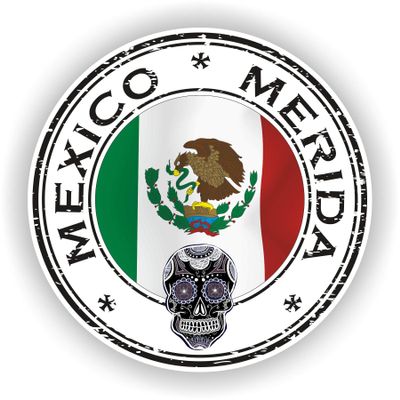 1x Mexico Merida Round Vinyl Waterproof Sticker - 5cm / 2inches