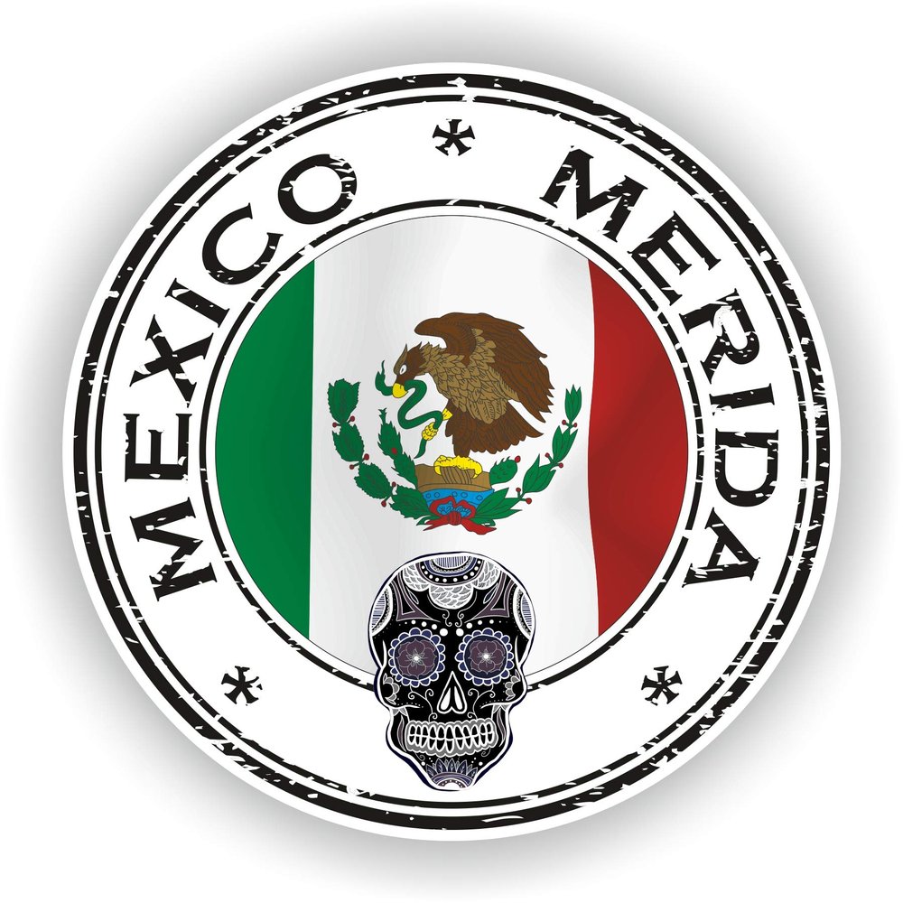 1x Mexico Merida Round Vinyl Waterproof Sticker - 5cm / 2inches