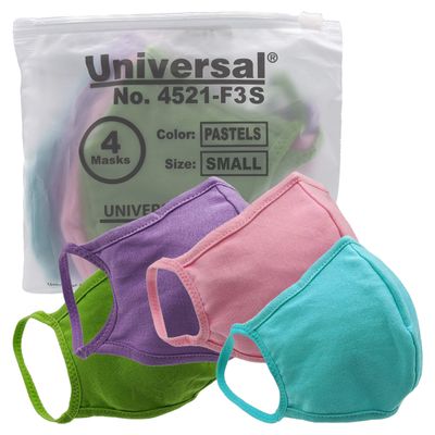 Universal 4521 Cloth Face Masks - 100% Cotton, Two Layer Mask for Teens & Adults (Pastels, Small)