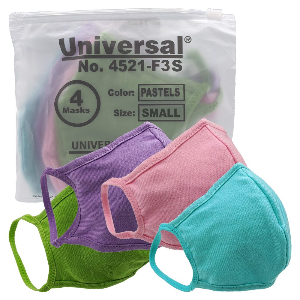 Universal 4521 Cloth Face Masks - 100% Cotton, Two Layer Mask for Teens & Adults (Pastels, Small)