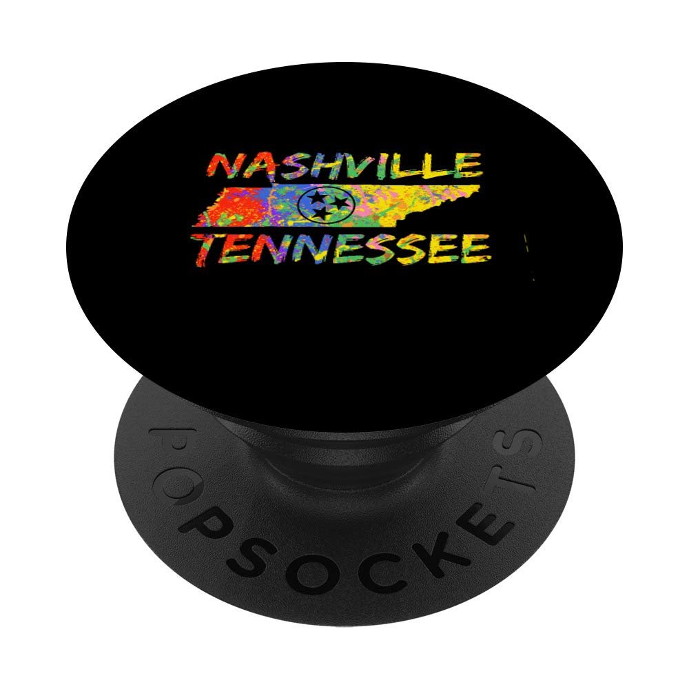 Tennessee Flag Colorful 3 Star Rainbow Aesthetic Nashville PopSockets PopGrip: Swappable Grip for Phones & Tablets